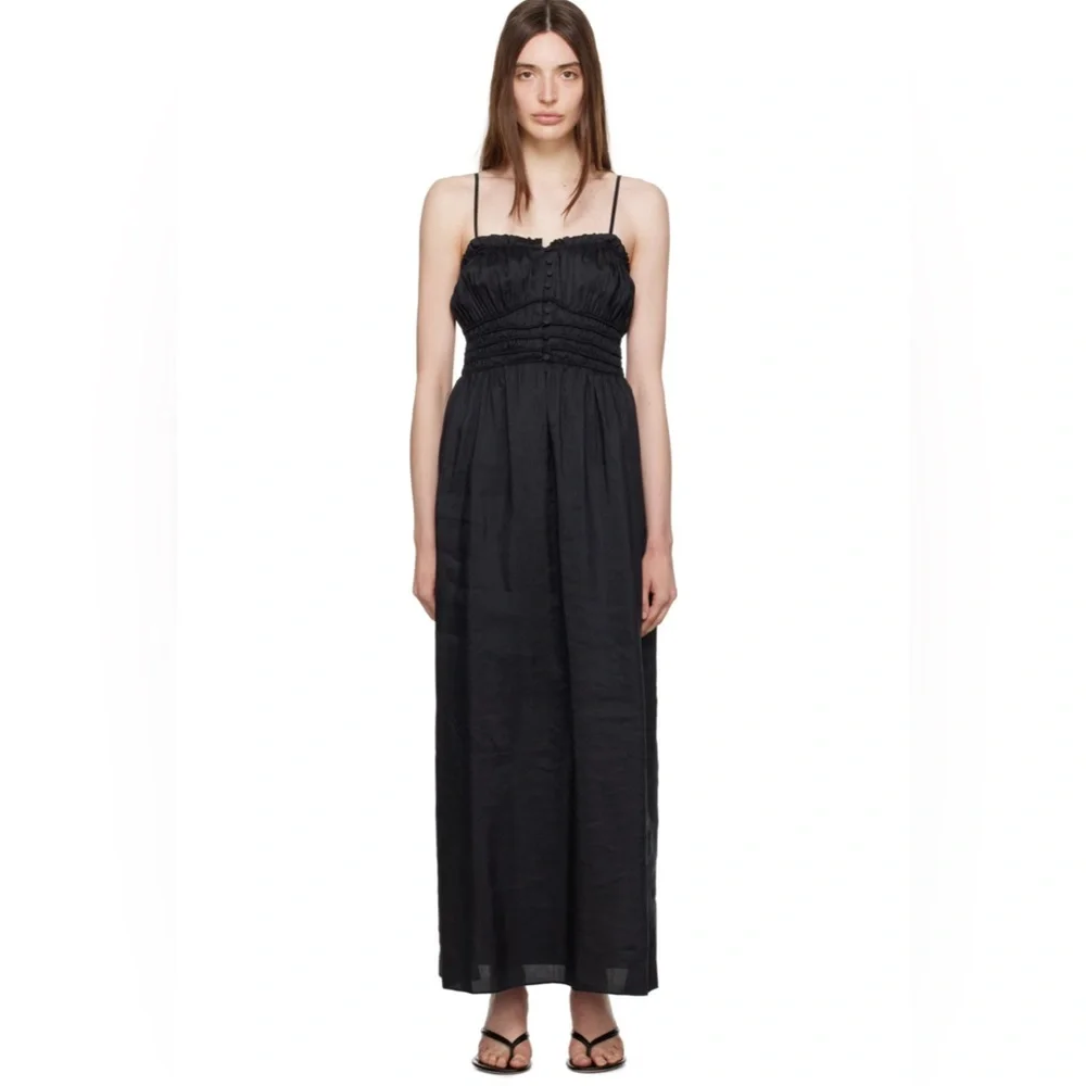 chinese dress ladies Frame Women's V-Neck Puff Sleeve Maxi Dress